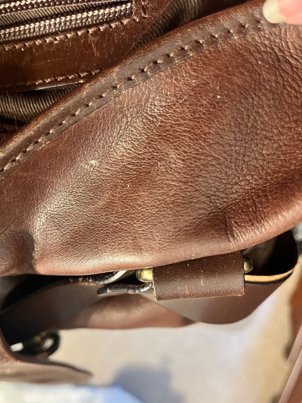 Dark Brown Leather Satchel with Horse and Horseshoe Charms - Picture 10 of 13